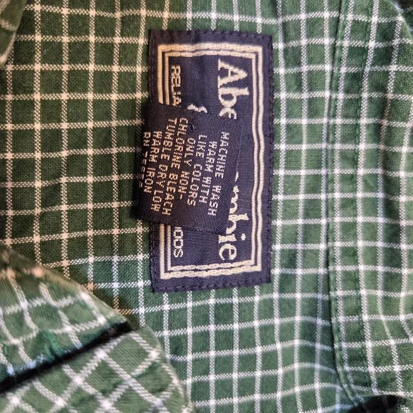 Vtg Abercrombie Fitch Shirt Mens Small Green Plaid Preppy Y2K Muscle - Picture 7 of 8